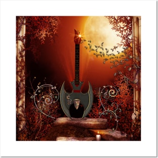 Awesome fantasy guitar, steampunk Posters and Art